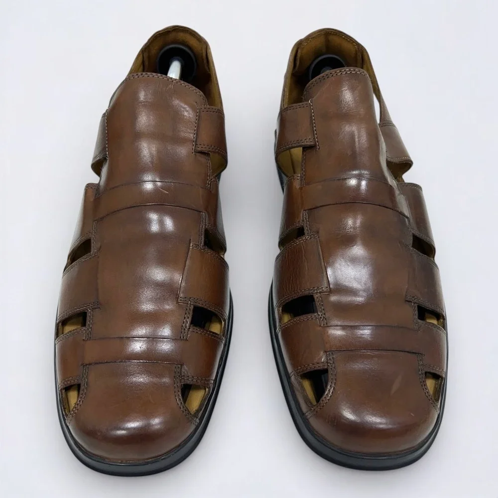 Cole Haan Sandals Men's Size 12 W Brown Leather NikeAir Dempsey Fisherman Preppy